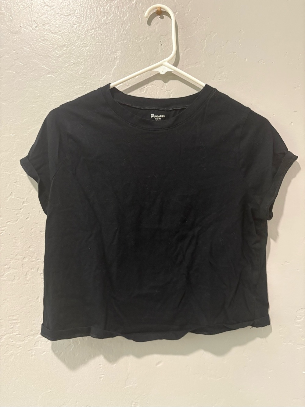No Boundaries Black Scoop Neck Semi Crop Top